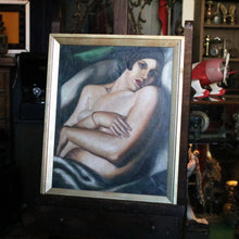 Load image into Gallery viewer, Vintage Oil Painting After Tamara de Lempicka – The Dream 1927 – Art Deco Reclining Nude – 57 x 47 cm