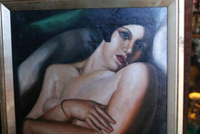 Load image into Gallery viewer, Vintage Oil Painting After Tamara de Lempicka – The Dream 1927 – Art Deco Reclining Nude – 57 x 47 cm