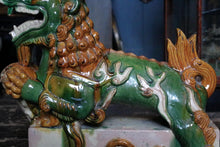 Load image into Gallery viewer, Antique Chinese Sancai Glazed Pottery Qilin Dragon Roof Tile – Large Architectural Mythical Beast - Foo Dog