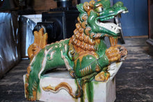 Load image into Gallery viewer, Antique Chinese Sancai Glazed Pottery Qilin Dragon Roof Tile – Large Architectural Mythical Beast - Foo Dog