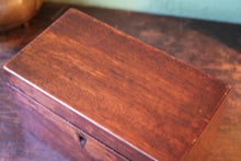 Load image into Gallery viewer, Antique Mahogany Tea Caddy Dated 1844 – Twin Compartment Victorian Presentation Box