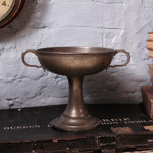 Load image into Gallery viewer, 1920s Art Deco Argent Pewter Pedestal Bowl - Hand Hammered Twin Handle Tazza