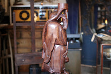 Load image into Gallery viewer, Large Antique Chinese Carved Hardwood Fisherman Sculpture - 55cm - Oriental Folk Art Statue