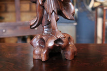 Load image into Gallery viewer, Large Antique Chinese Carved Hardwood Fisherman Sculpture - 55cm - Oriental Folk Art Statue