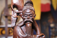 Load image into Gallery viewer, Large Antique Chinese Carved Hardwood Fisherman Sculpture - 55cm - Oriental Folk Art Statue