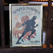Load image into Gallery viewer, Thomas Theodor Heine Simplicissimus Colour Lithograph – 1896 German Art Nouveau Devil Poster – Framed