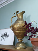 Load image into Gallery viewer, Large Gold Gilt Indian Brass Ewer With Cobras
