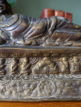 Load image into Gallery viewer, 19th century Thai Bronze Reclining Buddha Sculpture on Base
