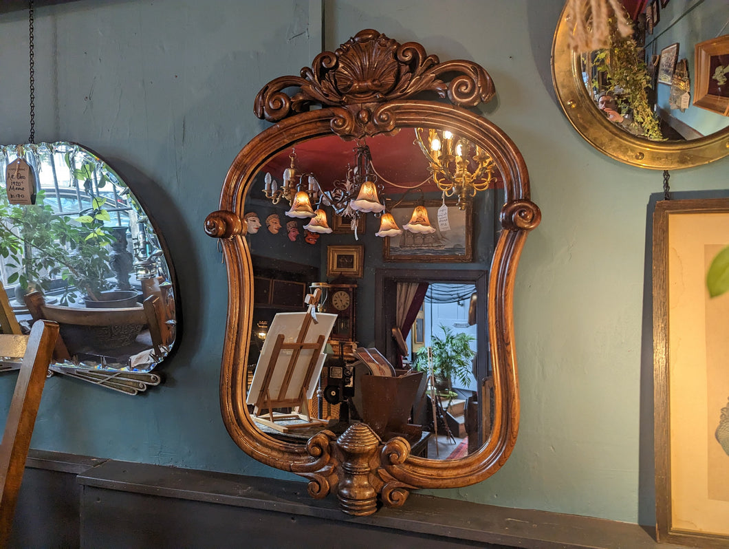 Antique Carved Rosewood Wall Mirror