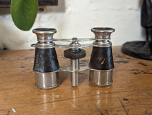 Load image into Gallery viewer, Early 20th C. Silver Plated and Leather Field Binnoculars
