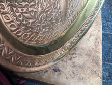 Load image into Gallery viewer, Vintage Indian Embossed Brass Charger / Tray
