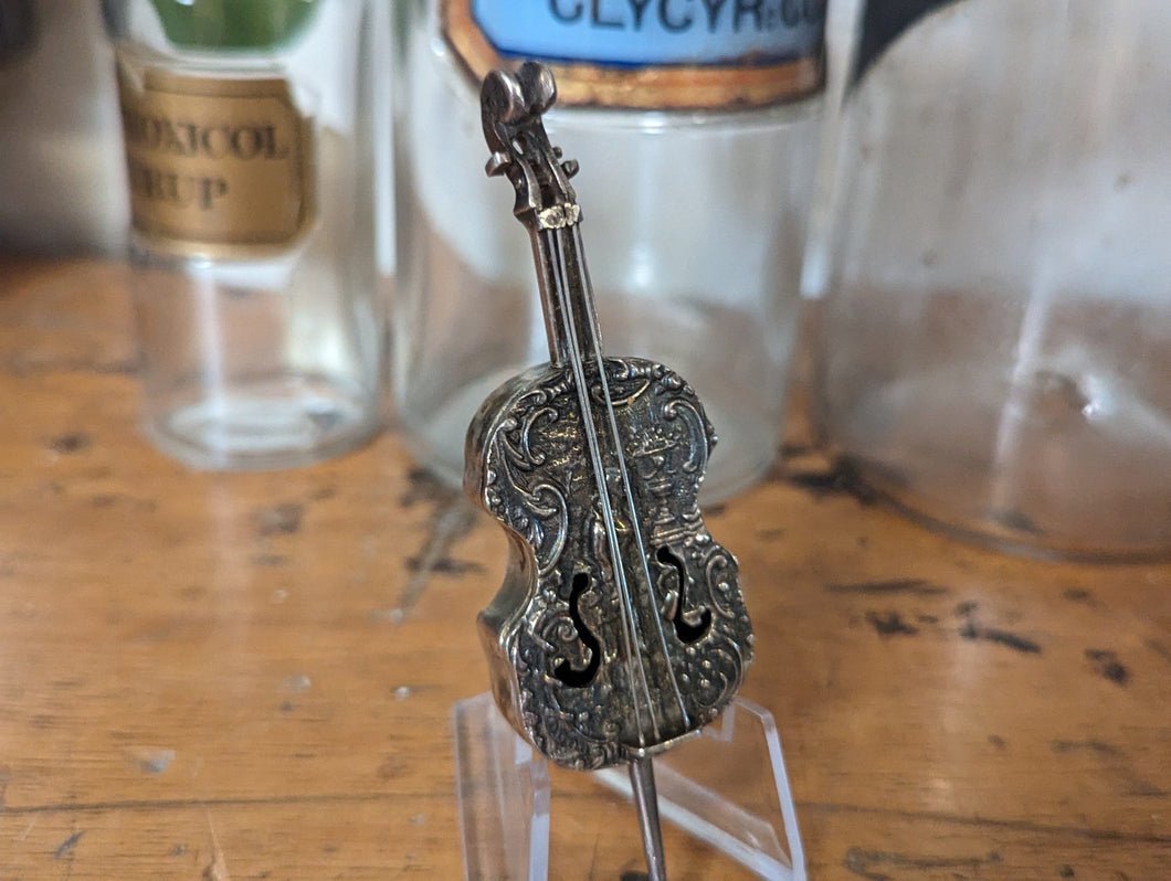 Antique Continental Silver Model of a Cello