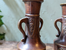 Load image into Gallery viewer, Pair of Small Meiji Period Bronze Japanese Vases
