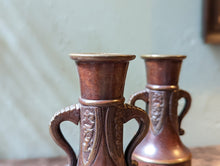 Load image into Gallery viewer, Pair of Small Meiji Period Bronze Japanese Vases
