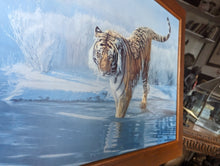 Load image into Gallery viewer, 1970&#39;s Vintage Tiger Print in Teak Frame
