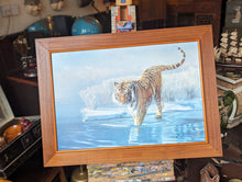 Load image into Gallery viewer, 1970&#39;s Vintage Tiger Print in Teak Frame
