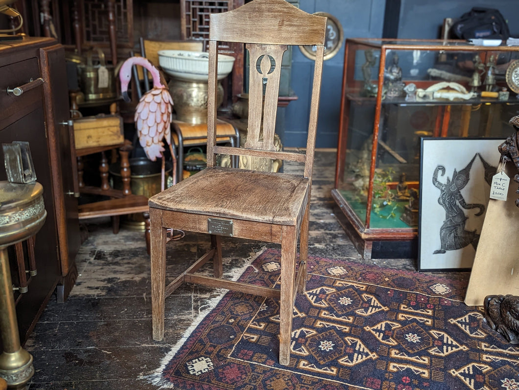 Early 20th.C Arts & Crafts Church Memorial Chair