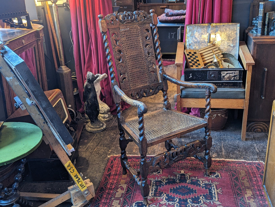 Antique Carolean Walnut Armchair