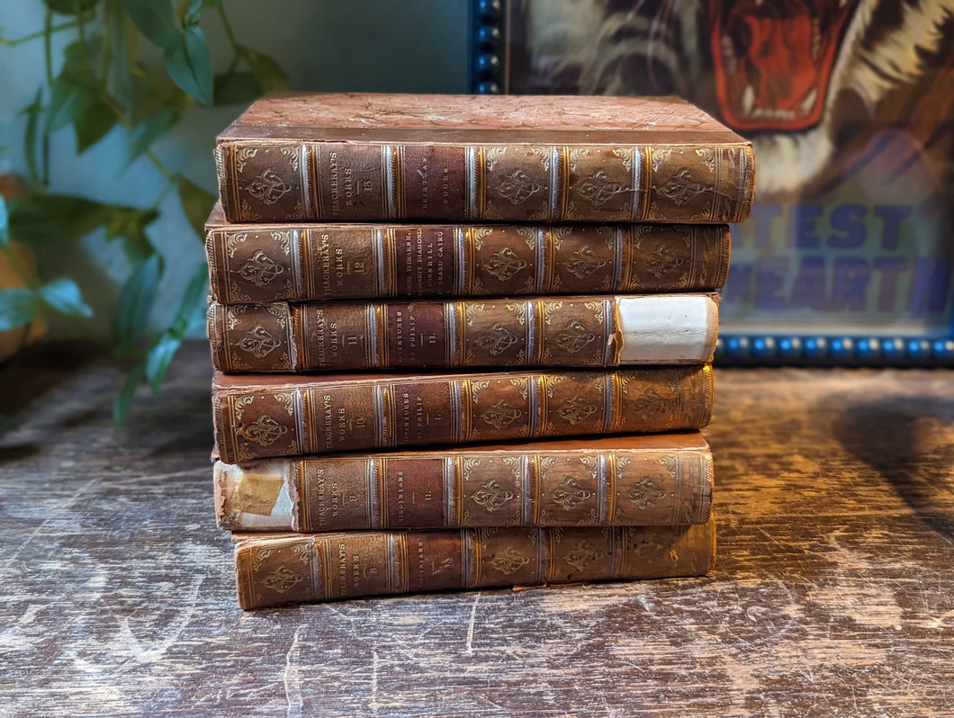 Set of 6 Leather-bound Books - Thackeray's Works