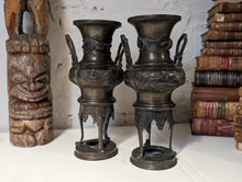 Load image into Gallery viewer, Pair Japanese Bronze Urn Vases
