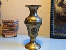 Load image into Gallery viewer, Mid Century Jeweled Brass Vase
