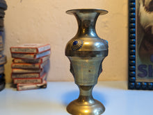 Load image into Gallery viewer, Mid Century Jeweled Brass Vase
