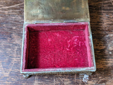 Load image into Gallery viewer, Antique Indian Velvet Lined Brass Casket Box
