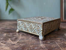 Load image into Gallery viewer, Antique Indian Velvet Lined Brass Casket Box
