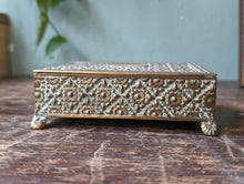 Load image into Gallery viewer, Antique Indian Velvet Lined Brass Casket Box
