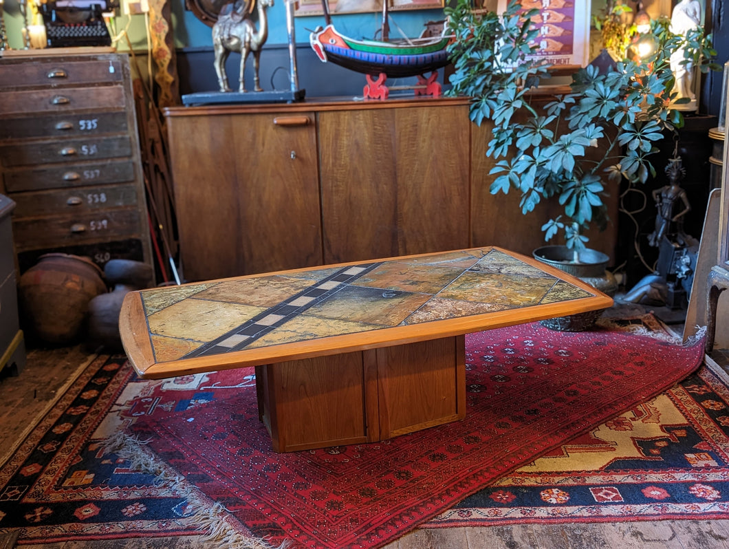 1970's Kingma Slate Craft Tile Top Table