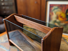 Load image into Gallery viewer, Mid Century Danish Smoked Glass Magazine Rack
