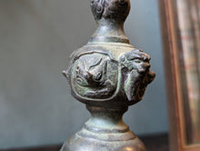 Load image into Gallery viewer, Japanese Meiji Bronze Candle Stick / Alter Stick
