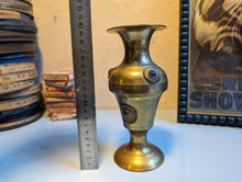 Load image into Gallery viewer, Mid Century Jeweled Brass Vase
