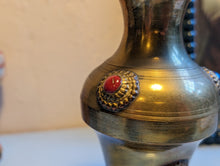 Load image into Gallery viewer, Mid Century Jeweled Brass Vase
