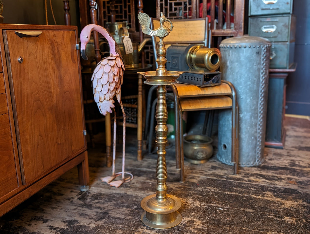 Vintage Indian Brass Deccan Samayee Oil Temple Lamp