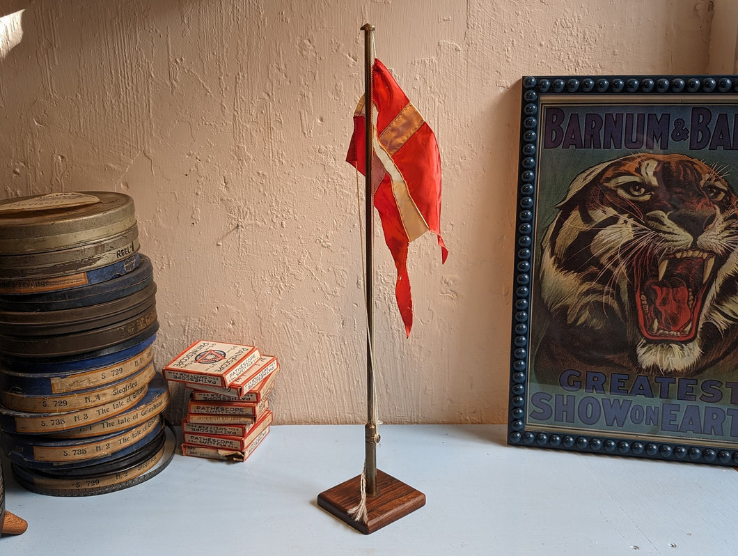 Vintage Brass Danish Desktop Flag Pole