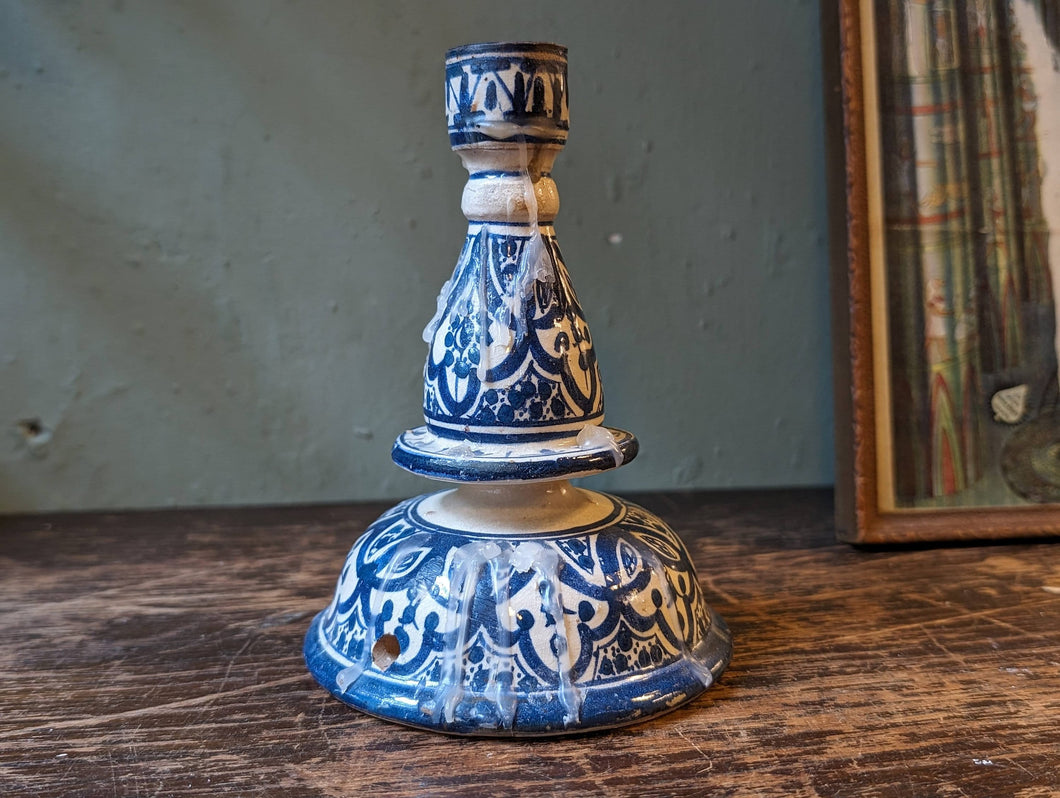 An Islamic Tin Glazed Earthenware Candlestick