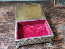 Load image into Gallery viewer, Antique Indian Velvet Lined Brass Casket Box
