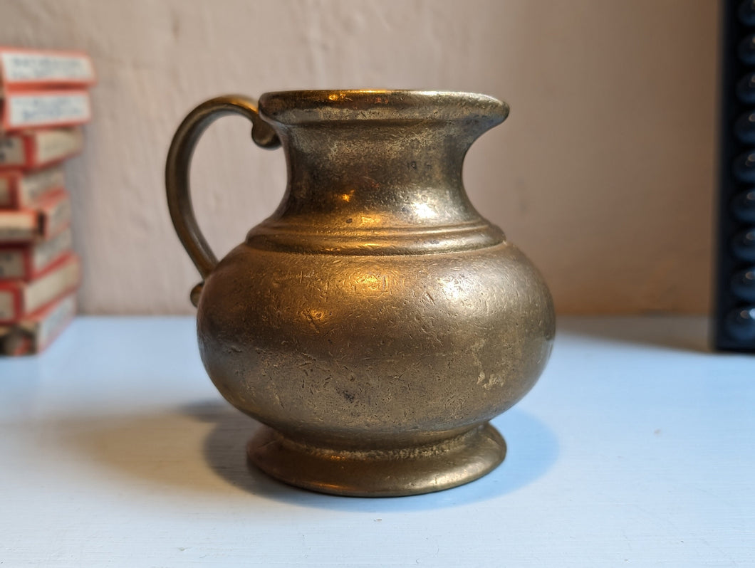 Vintage Heavyweight Cast Gold Gilded Milk Jug