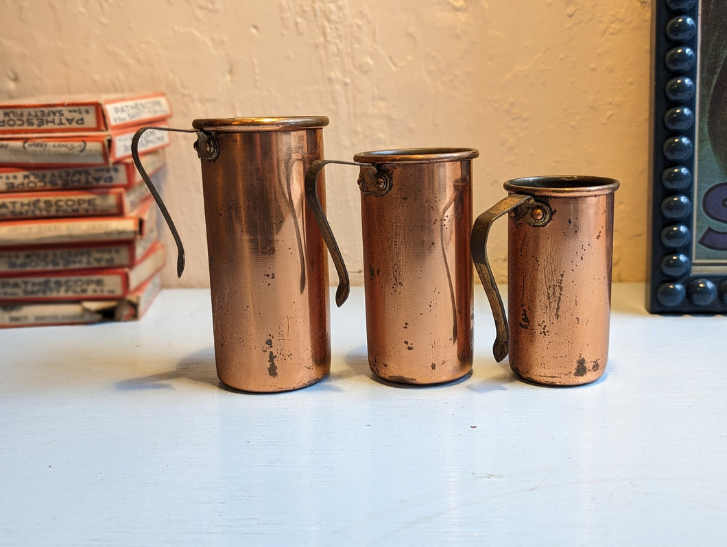 Set of 3 vintage Copper Measuring Cups