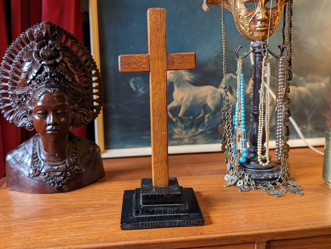 Vintage Freestanding Wooden Cross / Crucifix