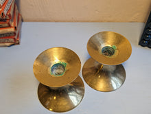Load image into Gallery viewer, Pair of Vintage Gold Plated Candle Stick Holders
