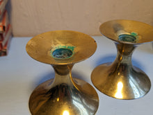 Load image into Gallery viewer, Pair of Vintage Gold Plated Candle Stick Holders

