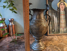 Load image into Gallery viewer, 1920&#39;s Indian Engraved  Brass Snake Handle Vase / Ewer
