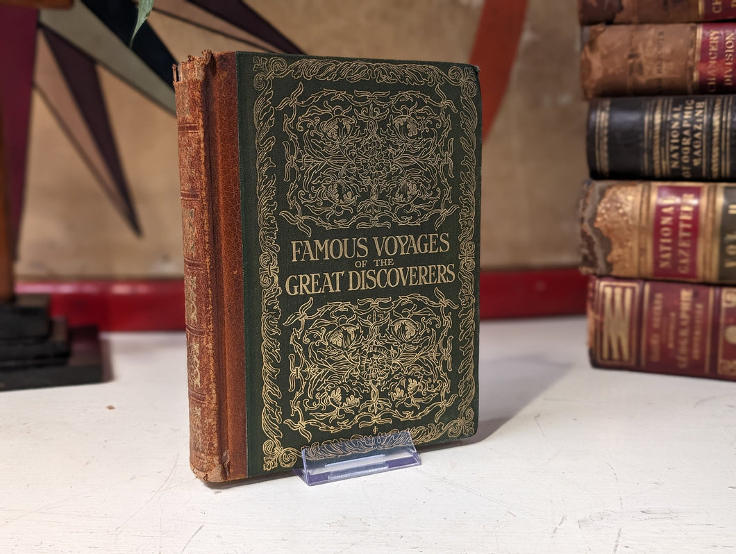 The Famous Voyages Of The Great Discoveries -  1905 - George G Harrap - Antique Leather Bound Book