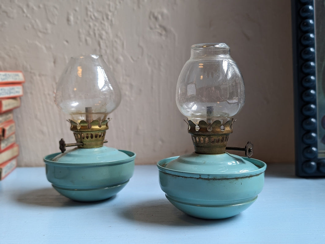 Pair of 1940's Miniature Paraffin Lanterns