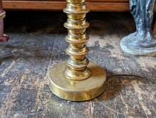 Load image into Gallery viewer, Large Vintage Brass Bobbin Table Lamp
