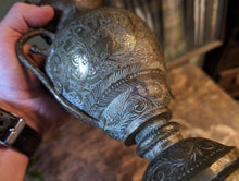 Load image into Gallery viewer, 1920&#39;s Indian Engraved  Brass Snake Handle Vase / Ewer
