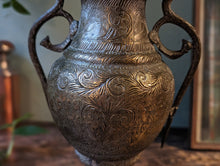 Load image into Gallery viewer, 1920&#39;s Indian Engraved  Brass Snake Handle Vase / Ewer
