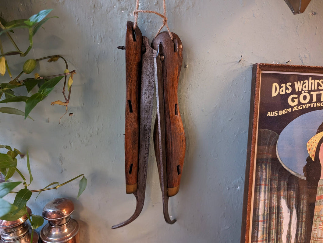 Antique 19th.C Wooden Ice Skates - Wall Decor